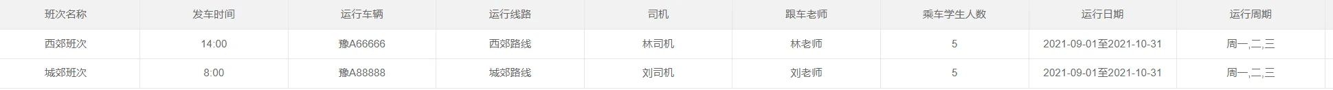 国万班车系统-班次管理